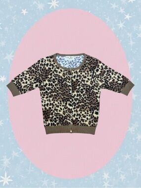 Bettie Page by Tatyana Retro Rockabilly Pin Up Punk Knit Leopard Cardigan XL